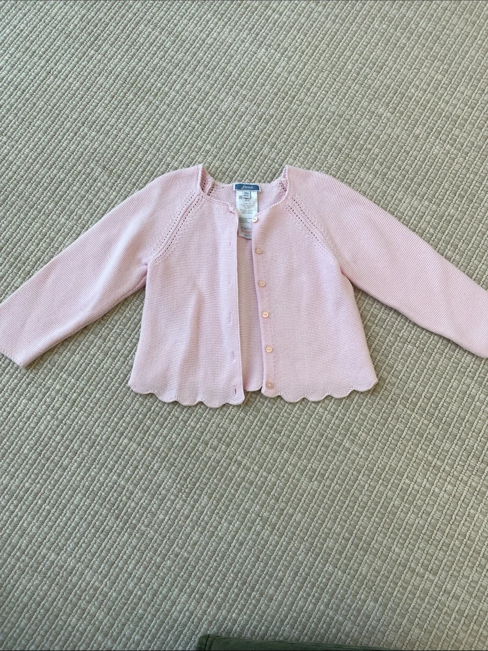 Jacadi Pale Pink Scalloped Hem Knit Cardigan